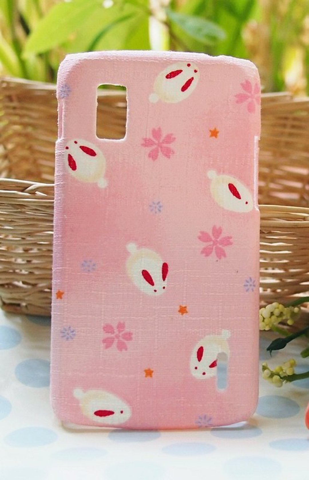礼物 布艺 粉色樱花小兔手机壳 保护壳 LG Nexus 6 5 4 Samsung Galaxy S7 S6 S5 S4 S3 Note 2 Note3 Note 4 Note 5 - 手机壳/手机套 - 其他材质 粉红色