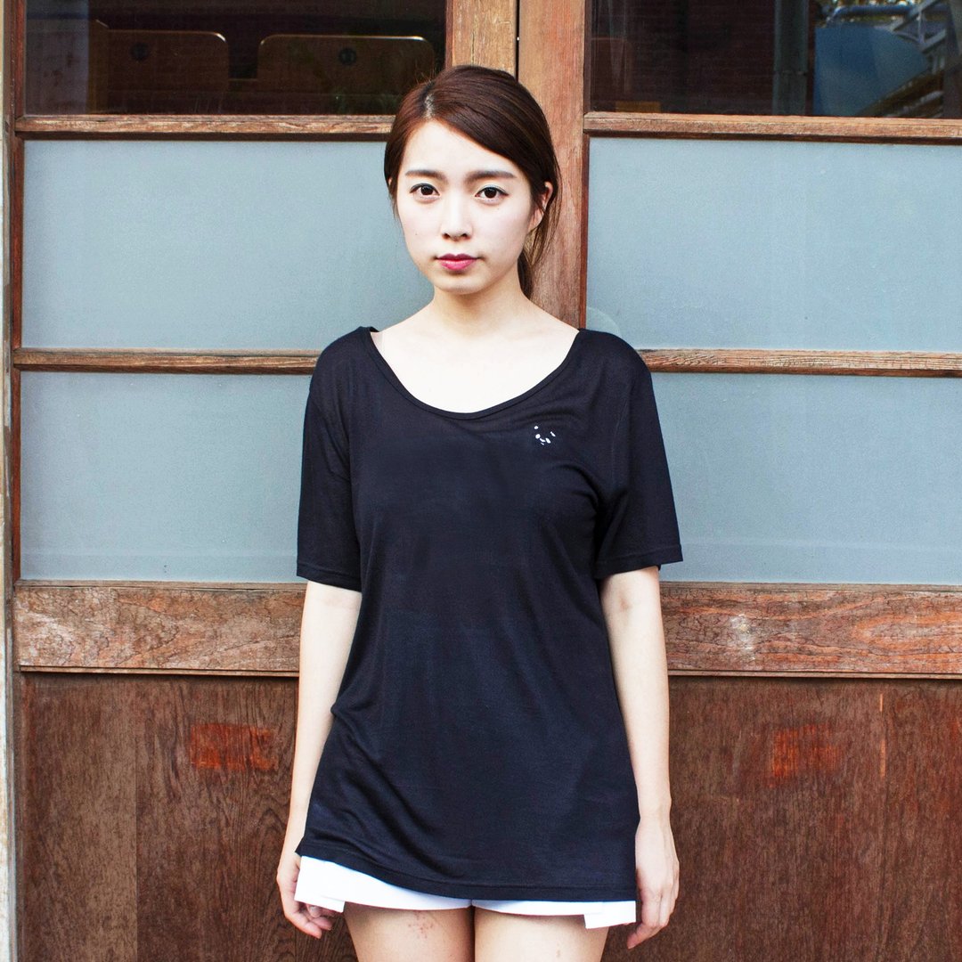 SUMI Panda 熊猫电绣T-shirt_5SF002_黑 - 女装 T 恤 - 棉 黑色