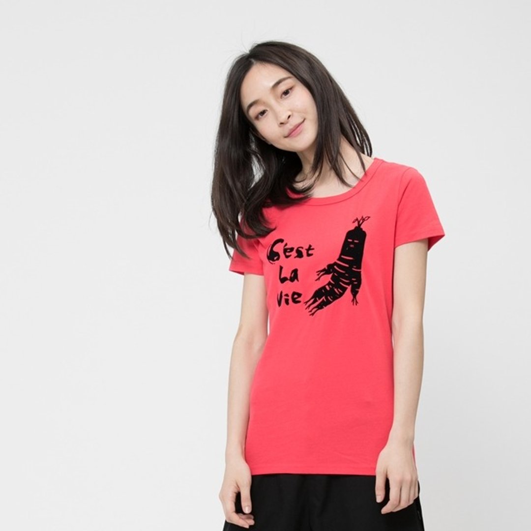 这就是人生 短袖 蜜桃棉 女T 桃红色 - 女装 T 恤 - 棉 红色