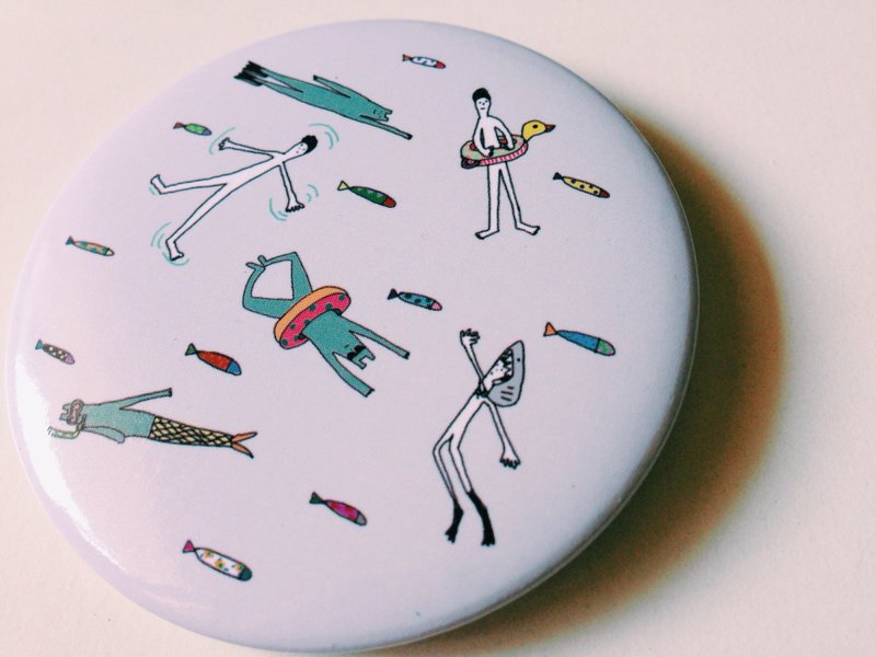 怪兽游泳 /大胸章 - 徽章/别针 - 塑料 蓝色