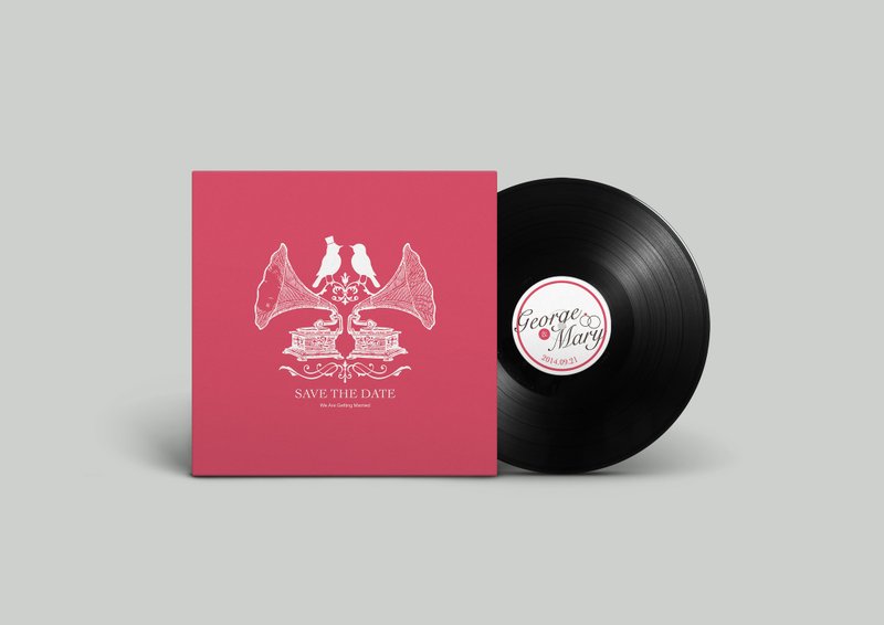 Tequila 原创 设计喜帖 黑胶婚卡 (10入) 1:1真实黑胶的创意婚卡 - 喜帖 - 纸 粉红色