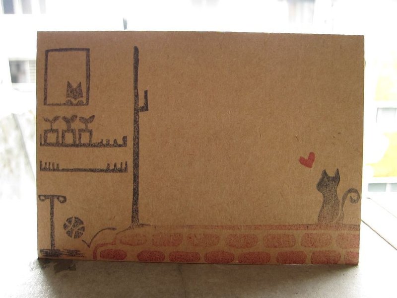 爱慕-手刻章牛皮纸明信片 - 卡片/明信片 - 纸 