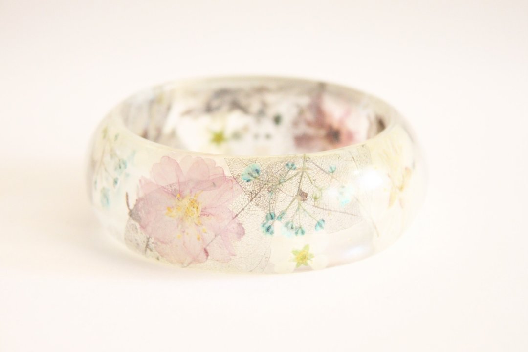 押花 樱花手镯/Sakura Bracelet - 手链/手环 - 植物．花 白色