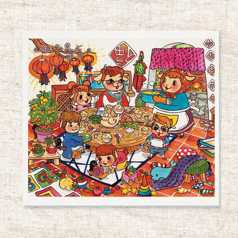 水彩手绘插画、问候卡、明信片。新菜色 - 汤勺/锅铲 - 纸 