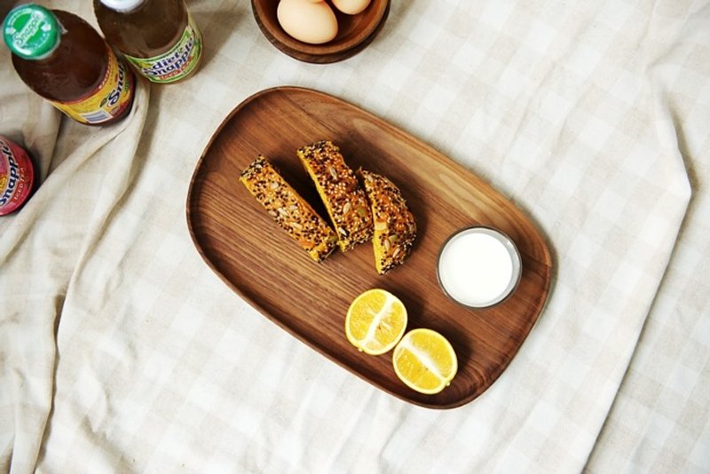 熹山工房-实木砧板、水果盘、点心盘、甜点盘-鹅卵石造型 -胡桃木-小 - 浅碟/小碟子 - 木头 黑色