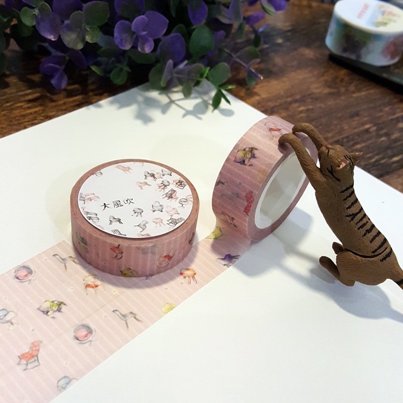 大风吹 纸胶带／收集所有可爱的椅子（可对花） - 纸胶带 - 纸 粉红色