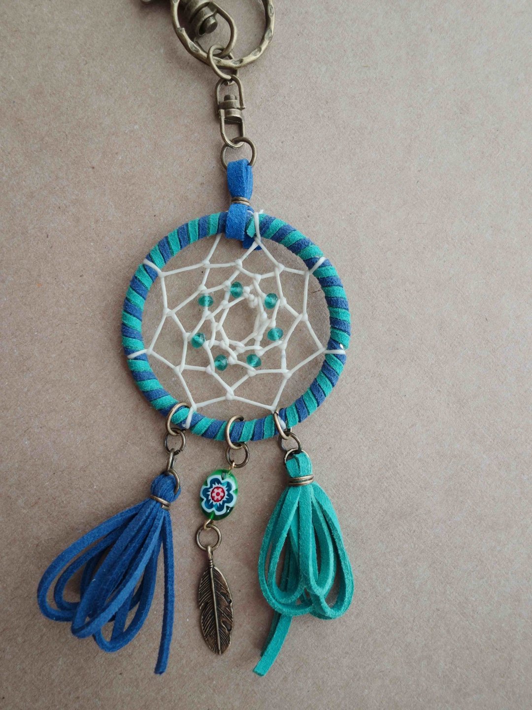 ~米+熊~ 捕梦网 Dreamcatcher (钥匙圈/双色蓝) - 钥匙链/钥匙包 - 其他金属 蓝色