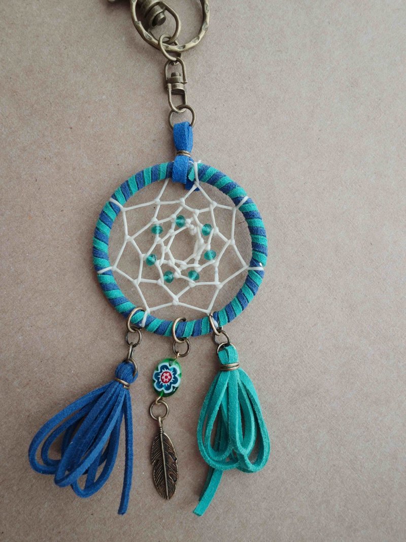 ~米+熊~ 捕梦网 Dreamcatcher (钥匙圈/双色蓝) - 钥匙链/钥匙包 - 其他金属 蓝色