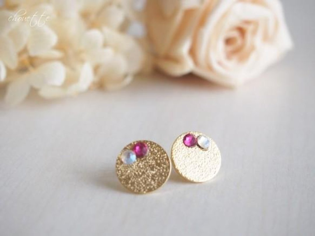 [14kgf] Stardust gold plate earrings (Fisher Pink) - 耳环/耳夹 - 其他金属 