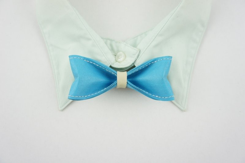 十分设计 手工制作单色领结（纸领结、蝴蝶结、领带）《蓝色 单色》【伴郎 新郎领结/小朋友 男生 男孩/礼物/男朋友/婚礼/喜宴打扮/中性】 - 领带/领带夹 - 防水材质 蓝色