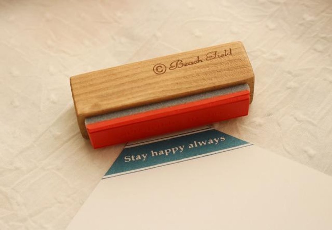 “Stay Happy always” 木头印章【希望你永远开心】 - 印章/印台 - 木头 咖啡色