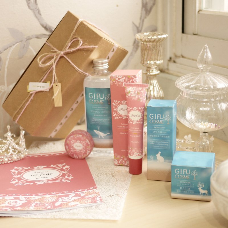 <1420❤️心动礼盒组> 保湿化妆水+美白保湿眼霜+方便膏+玫瑰荔枝护手霜+玫瑰荔枝纸胶带 - 手足保养 - 其他材质 粉红色