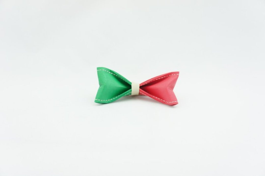 “Paper Bowtie”纸领结 双色系列- No.82（草绿＋粉红） - 领带/领带夹 - 防水材质 绿色
