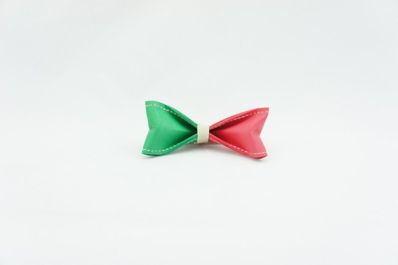 “Paper Bowtie”纸领结 双色系列- No.82（草绿＋粉红） - 领带/领带夹 - 防水材质 绿色