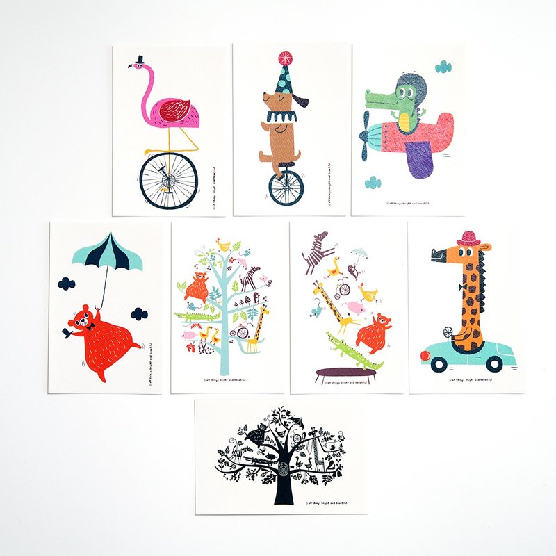 齐去动物园明信片 1套8张 - 卡片/明信片 - 纸 多色