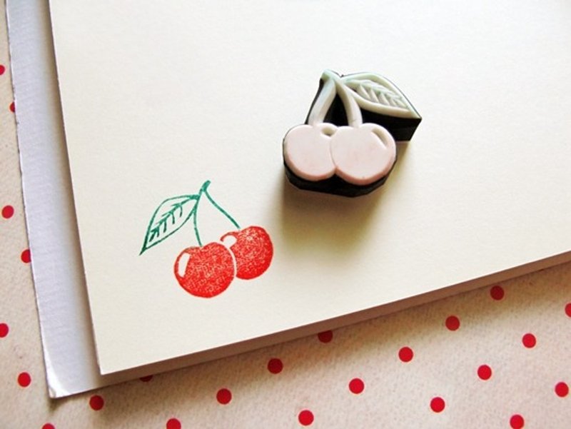 Apu手工章 可爱双樱桃印章 手帐印章 - 印章/印台 - 橡胶 