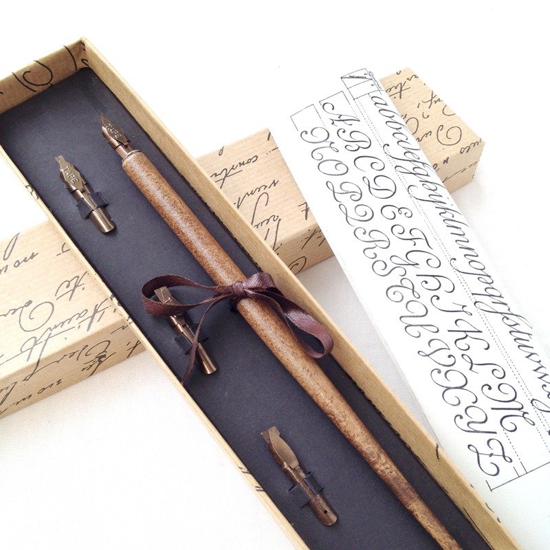 422GOTTICO 意大利木杆沾水笔礼盒-平口尖 | Francesco Rubinato - 蘸水笔 - 木头 咖啡色