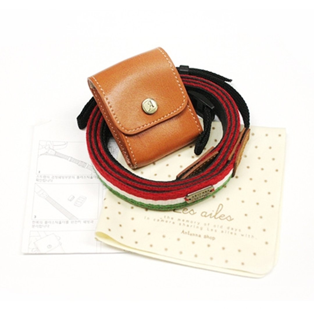 韩国 Antenna Shop Camera strap S.Les ailes 意大利风格 单眼相机颈绳(含焦糖牛皮收纳包) - 证件套/卡套 - 棉．麻 咖啡色