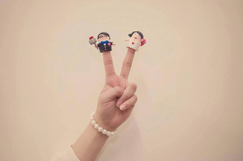 囍 - 新娘新郎指偶定制化结婚礼品 - 玩偶/公仔 - 粘土 多色