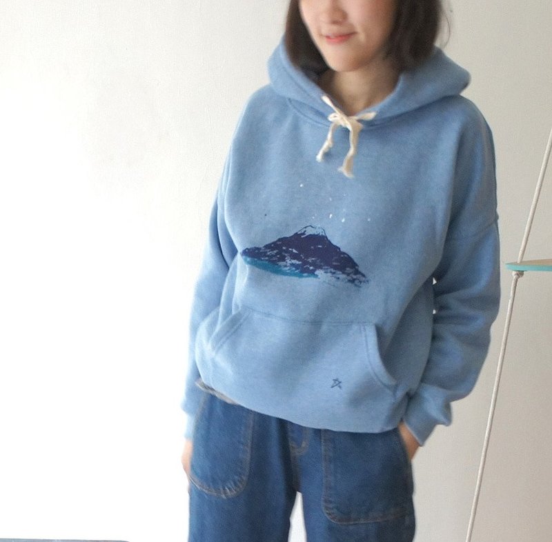 ＊少量追加现货！＊粉蓝色柔棉大口袋帽t-胡子小猫/小溪、河流/翻山越岭/一只小鹿 - 女装上衣 - 其他材质 蓝色