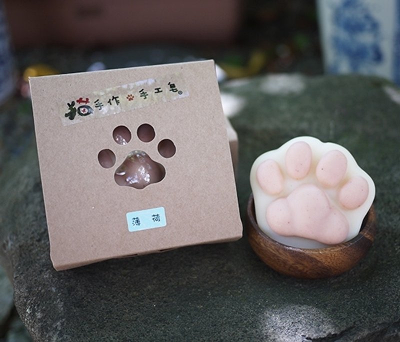夏季限定！薄荷轻凉手工沐浴猫掌皂(人用)－单入 - 香薰/精油/线香 - 植物．花 白色
