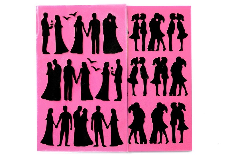 情侣剪影贴纸 2份组 - 贴纸 - 防水材质 黑色