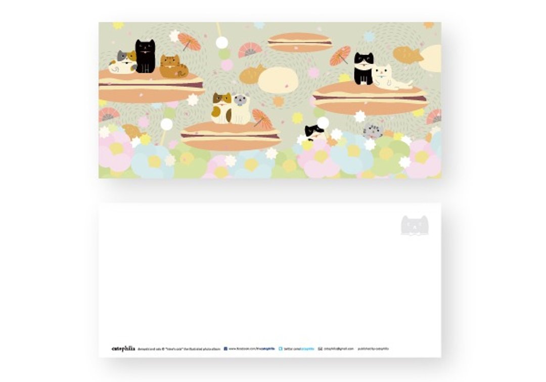 hime's cats 我的猫明信片铜锣烧与猫们 - 卡片/明信片 - 纸 多色