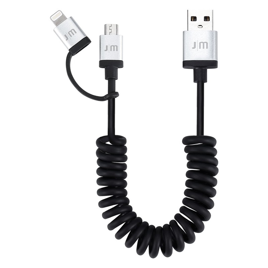 J|M AluCable Duo Twist™ 铝质Lightning/Micro USB 双用连接卷线 (1.8m)  DC-189 - 充电宝/传输线 - 其他金属 银色