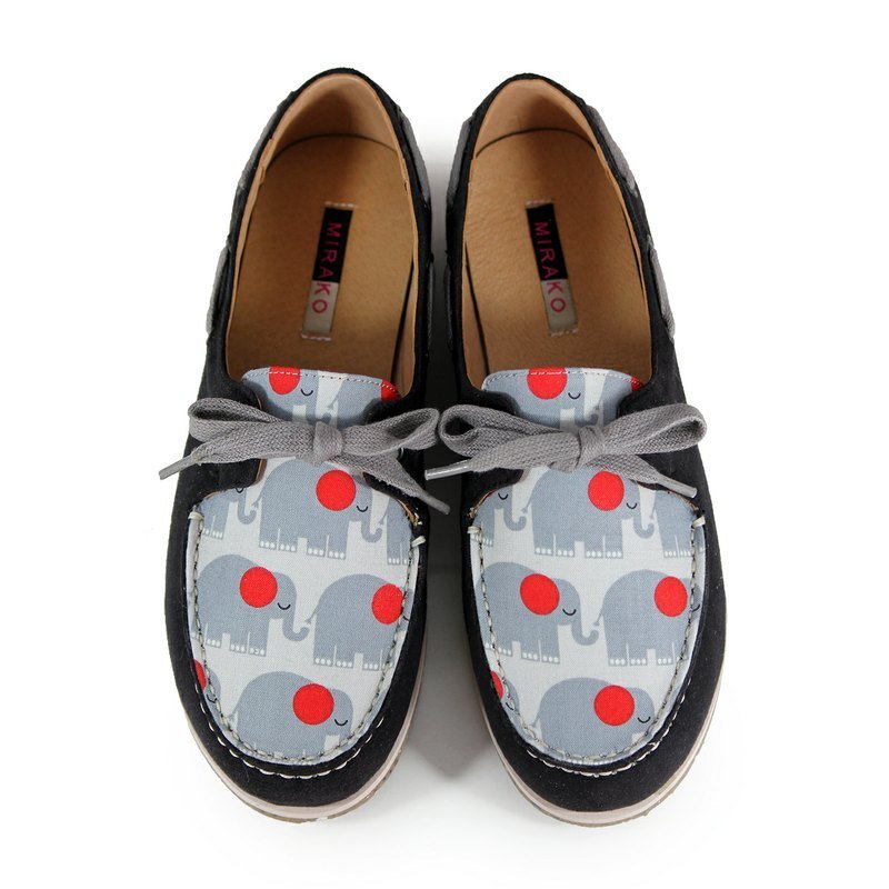 ZOO M1106B Black Elephant - 女款牛津鞋/乐福鞋 - 棉．麻 多色