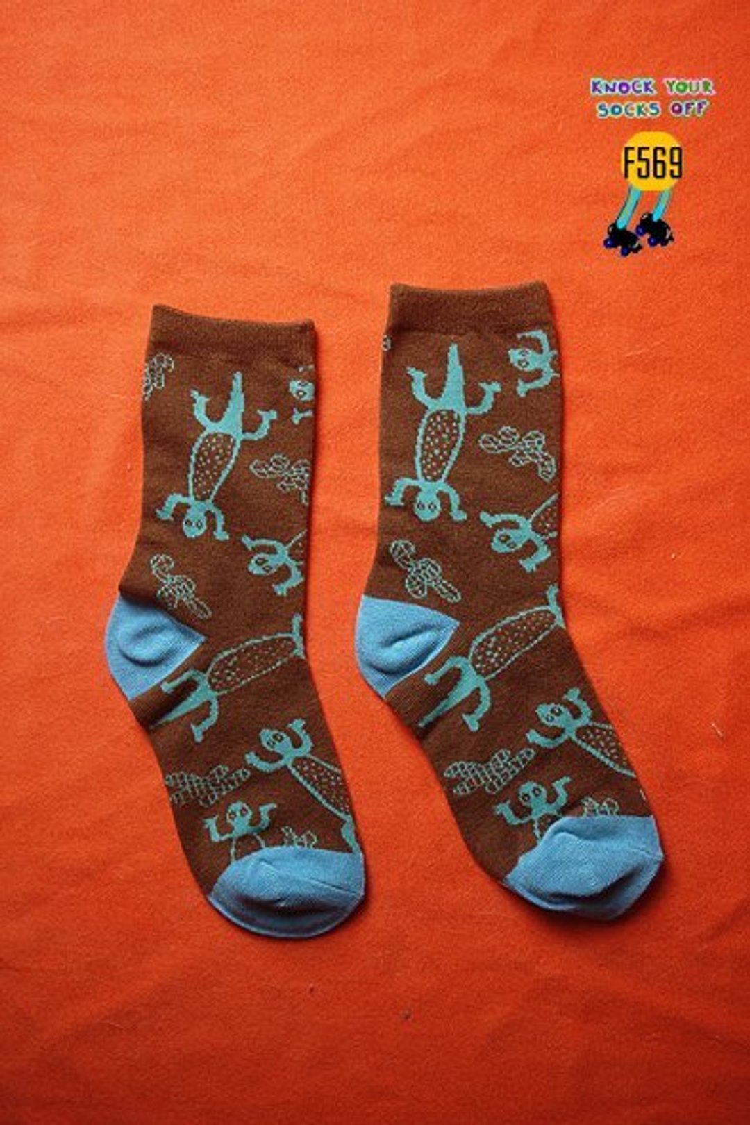 动物壁画袜!!夏漪眺=knock your socks off !! - 袜子 - 其他材质 咖啡色