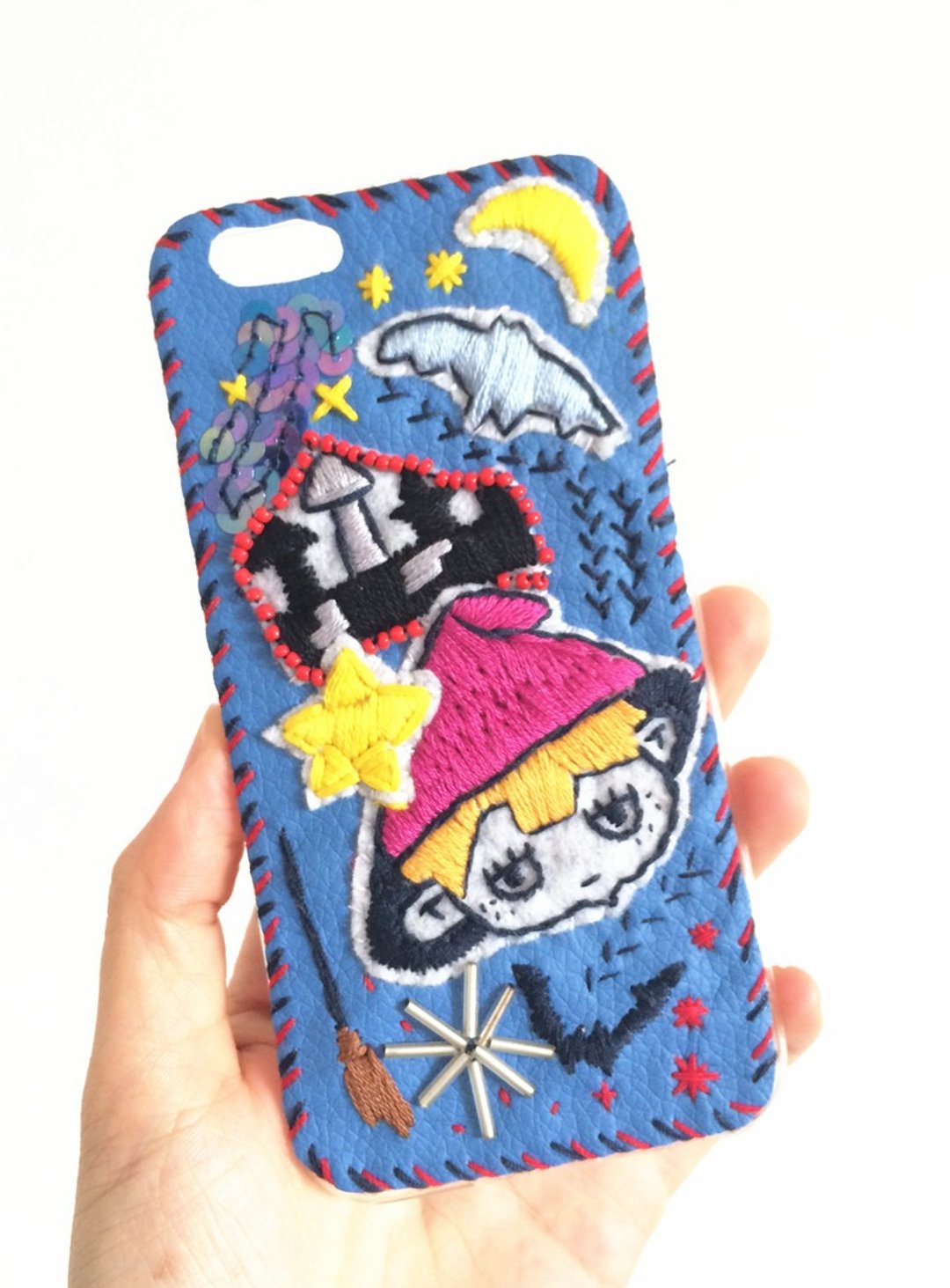 magichand小女巫刺绣钉珠手机壳iPhone5s，iPhone6s、7 - 手机壳/手机套 - 绣线 蓝色