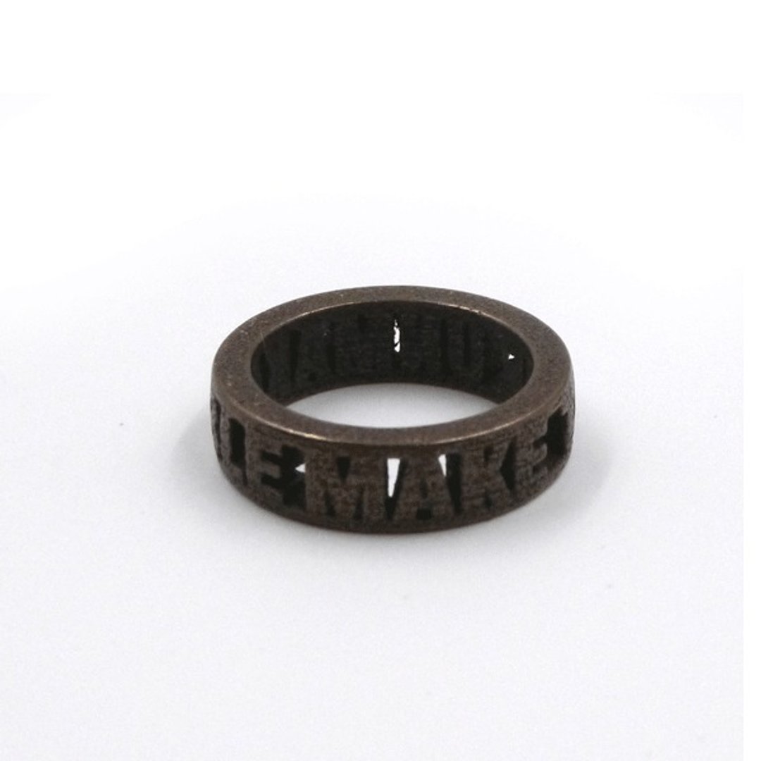 定制化饰物戒指  - 三维打印 x Block Ring x 个人化 - 戒指 - 其他金属 咖啡色