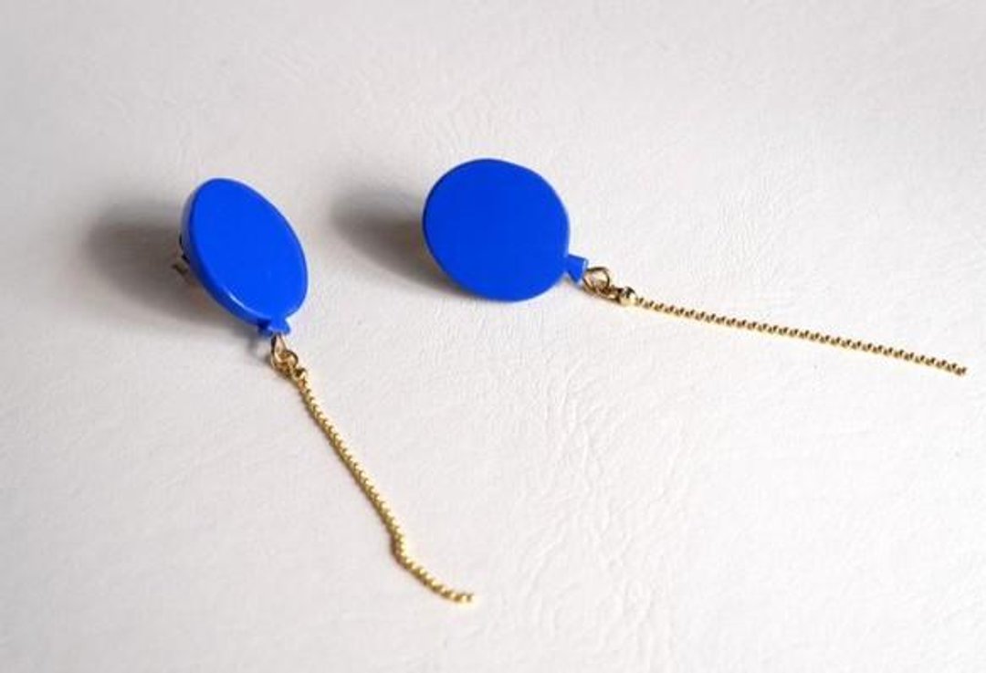 Balloons Pierce/Earrings - 耳环/耳夹 - 塑料 蓝色