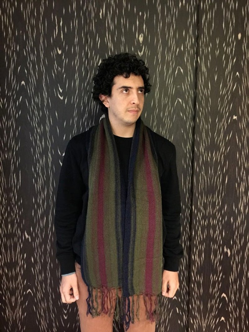 秘鲁针织两用毛巾毛帽-蓝绿 - 丝巾 - 其他材质 红色