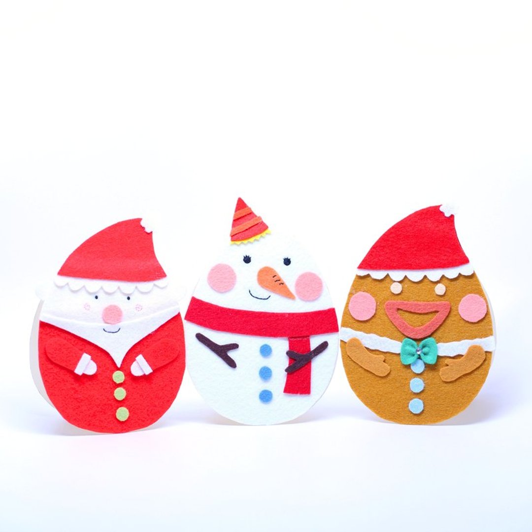 【叮叮当】手工圣诞卡片组合-圣诞老人、雪人、姜饼人 。 - 卡片/明信片 - 纸 多色