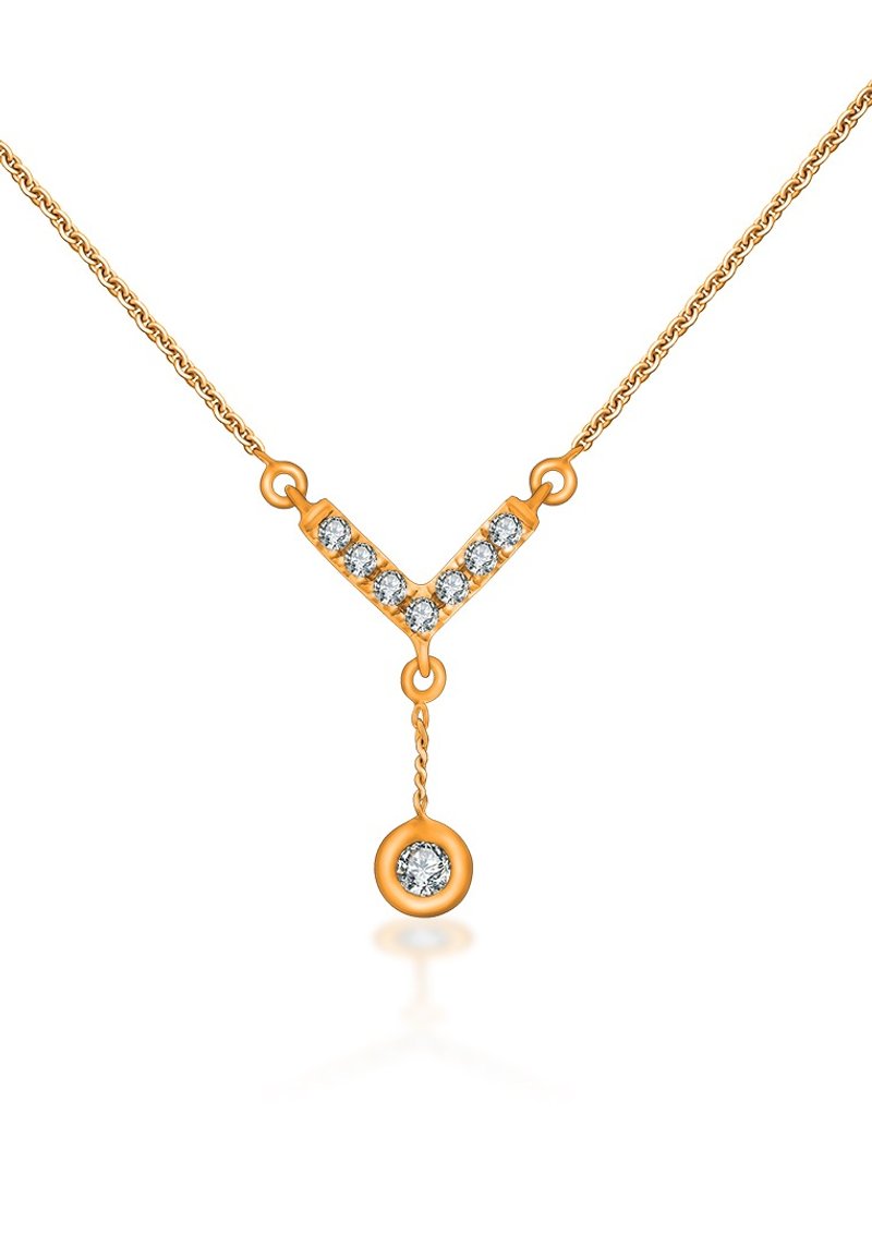 18k黄金圆钻石箭咀水滴颈链 - 项链 - 宝石 黄色