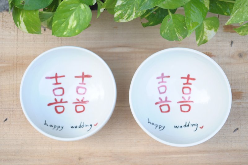 囍+囍happy wedding-对碗 - 碗 - 瓷 红色