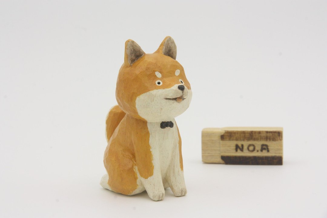 疗愈系木雕小动物_柴贵人_橘黄色 shiba (原木手工雕刻) - 摆饰 - 木头 橘色