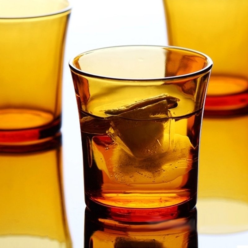 200cc【MSA法式优雅超耐摔小茶杯】法国Duralex琥珀杯玻璃雕刻 耐热玻璃水杯刻字 - 酒杯/酒器 - 玻璃 橘色