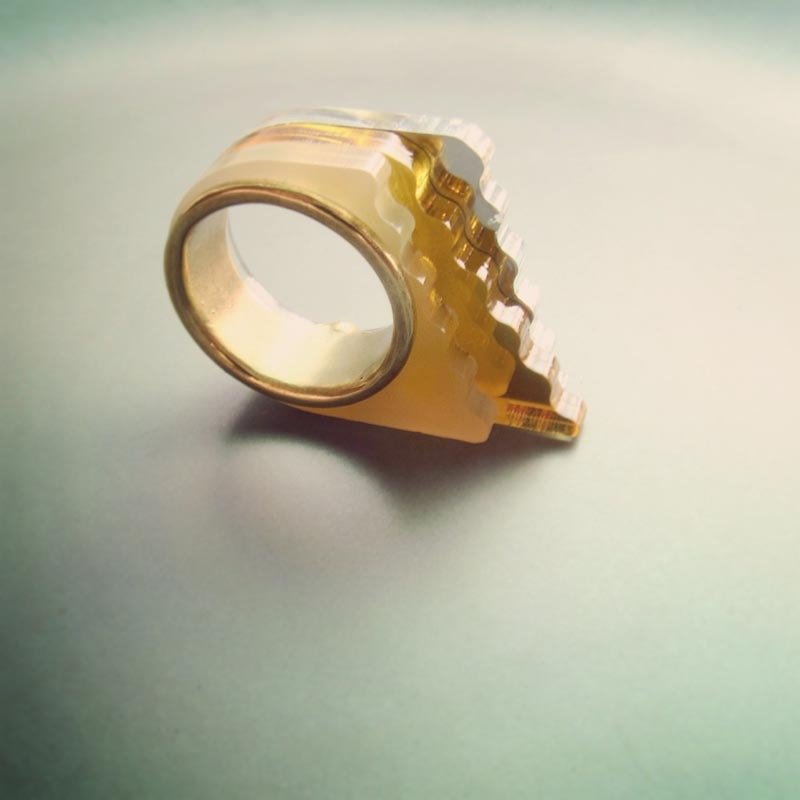 5 Elements Plus 喜神+ AcrylicBrass 黄铜压克力戒指 Ring - 戒指 - 压克力 白色