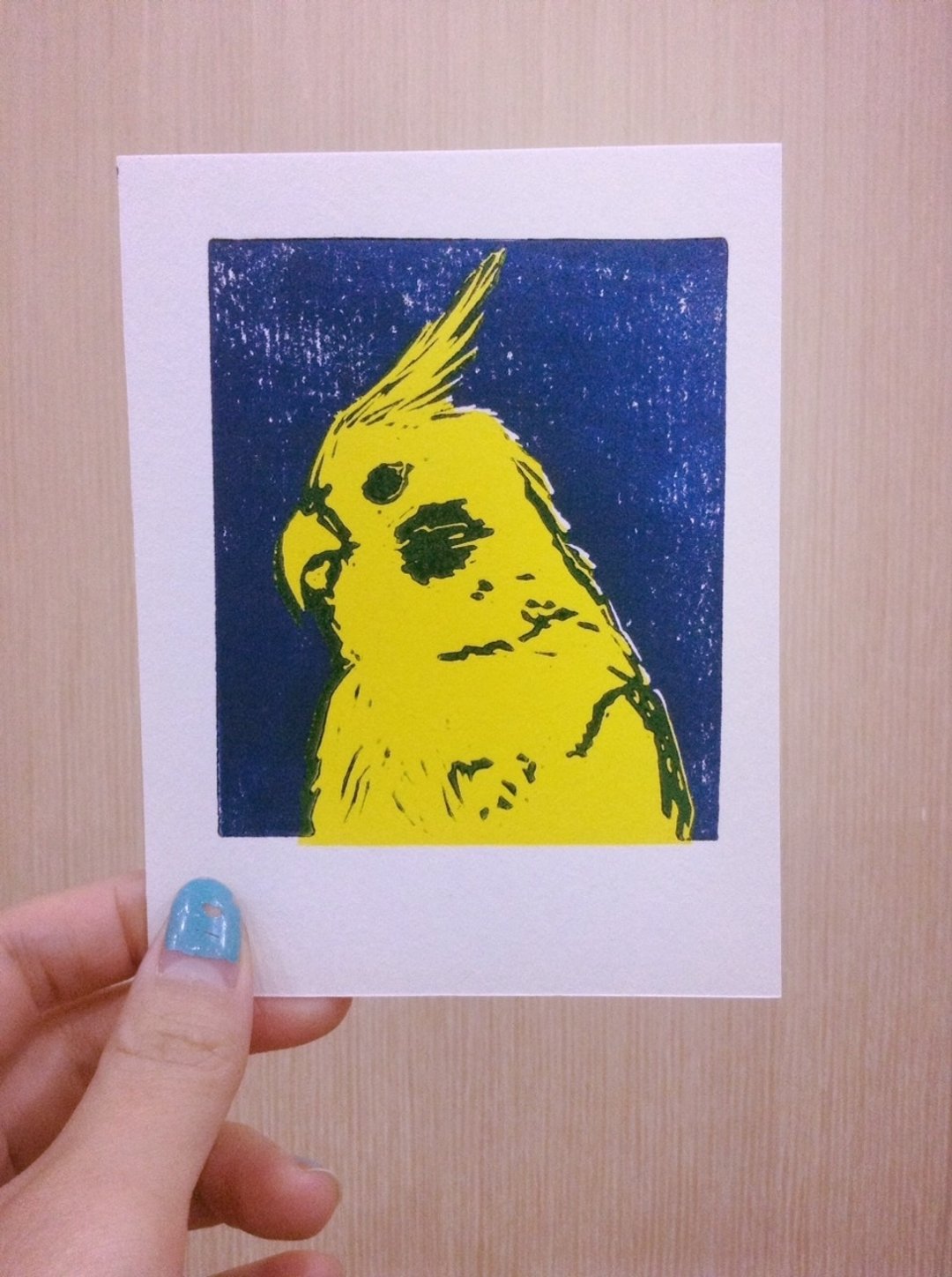 玄凤鹦鹉版印小卡 - 海报/装饰画/版画 - 纸 黄色
