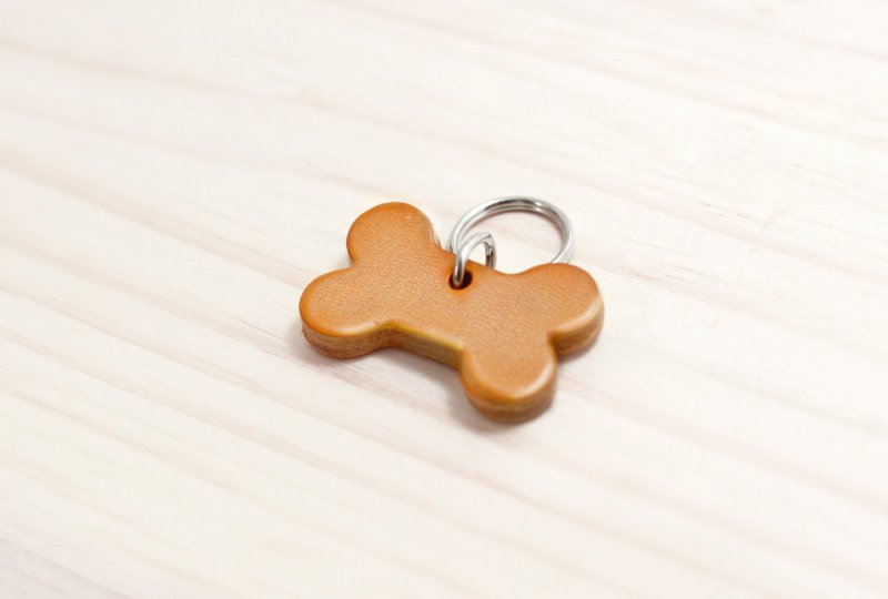 猫狗宠物吊牌 / 皮革名牌钥匙圈 (中/大) | 定制名字 - 项圈/牵绳 - 真皮 黄色