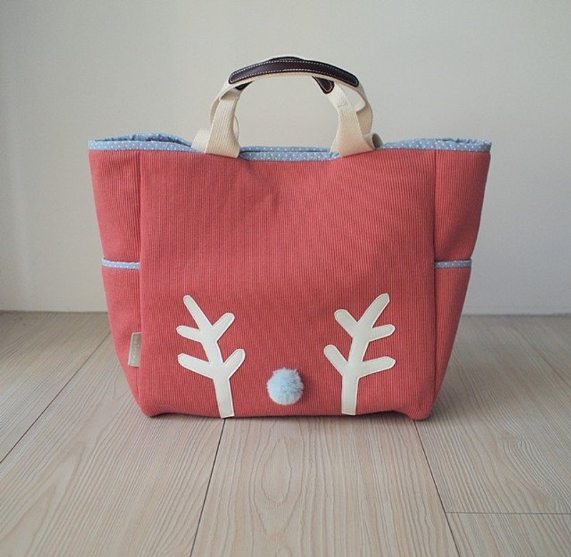 hairmo。大鼻麋鹿2way托特包-(豆沙断货) - 侧背包/斜挎包 - 其他材质 红色