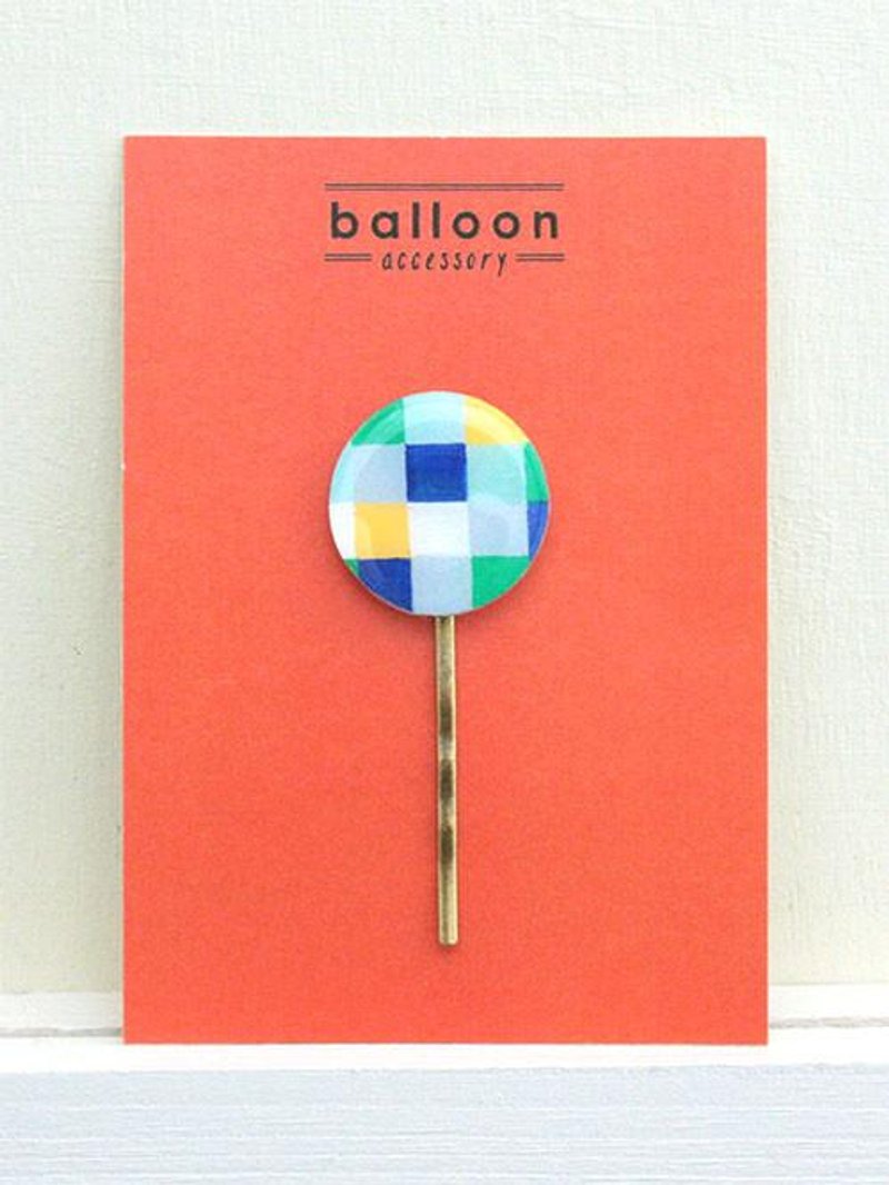 格纹圆形发夹 - 发饰 - 压克力 多色