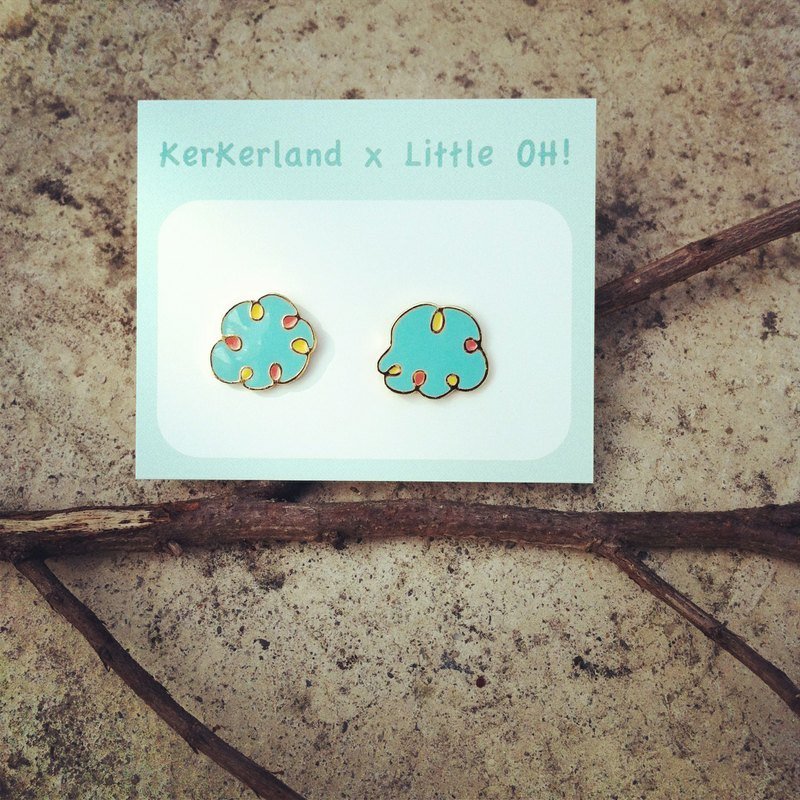 调色盘云朵☉手作耳环（到货） - 耳环/耳夹 - 其他金属 蓝色