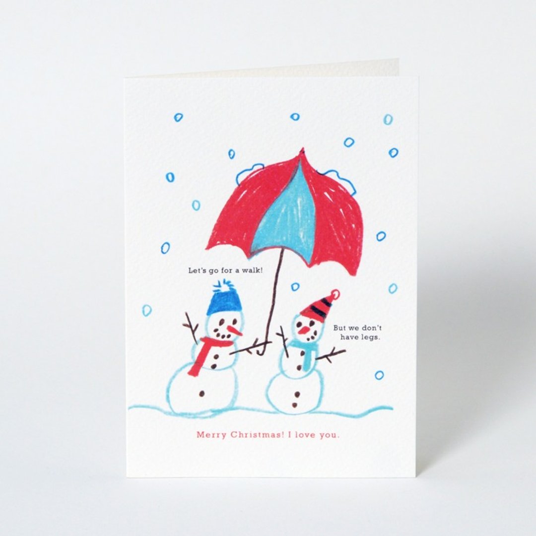 雪人圣诞卡 Snowman Christmas Card - 卡片/明信片 - 纸 多色