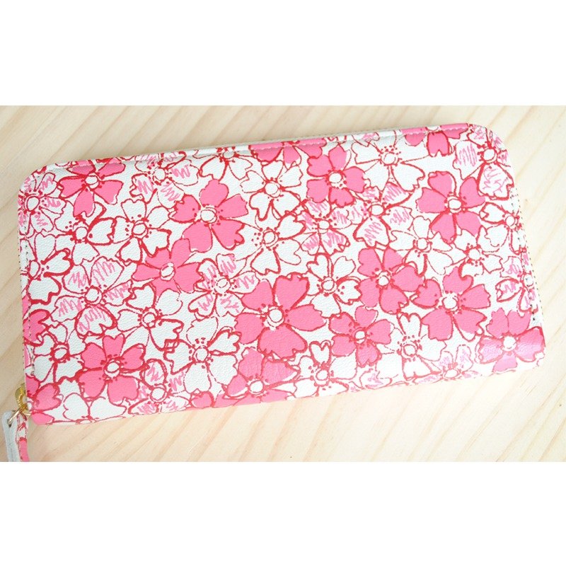 Japan manufacturing goatskin 錢包 inflorescence rachis flour 红色 made in JAPAN handmade leather wallet - 皮夹/钱包 - 真皮 