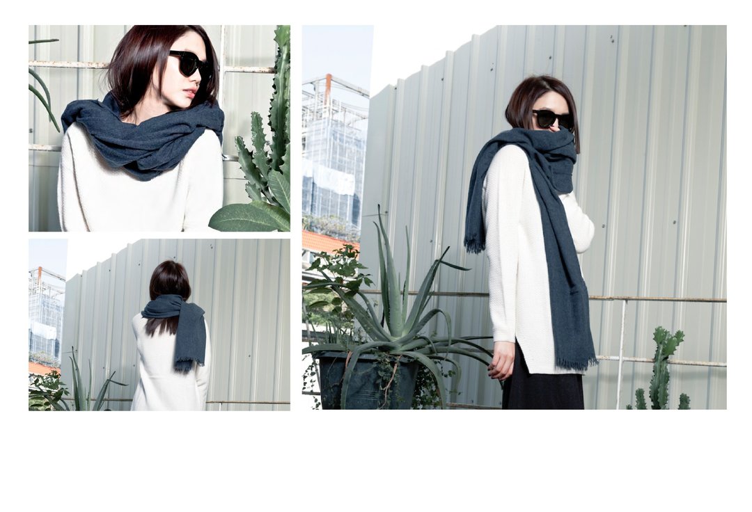 100% Cashmere Scarf - 围巾/披肩 - 羊毛 灰色