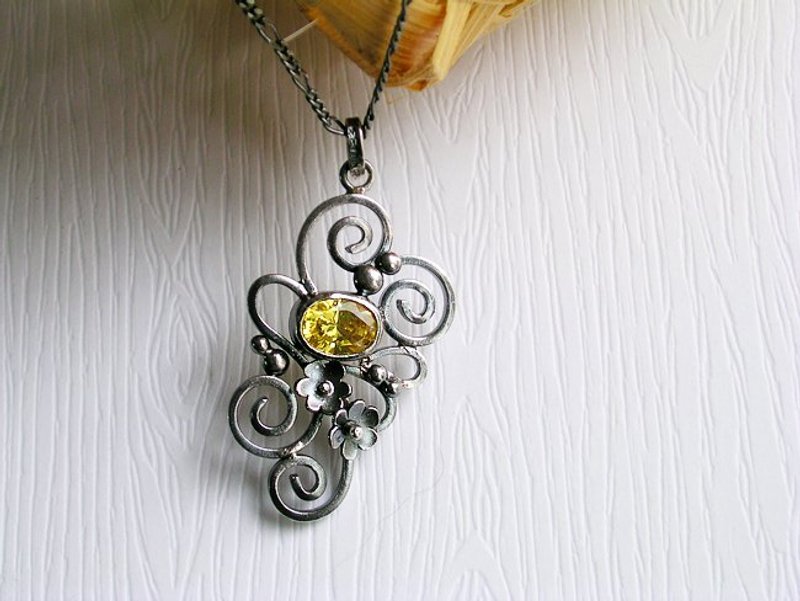 宝石卷卷花纯银项链 - 项链 - 其他金属 黄色