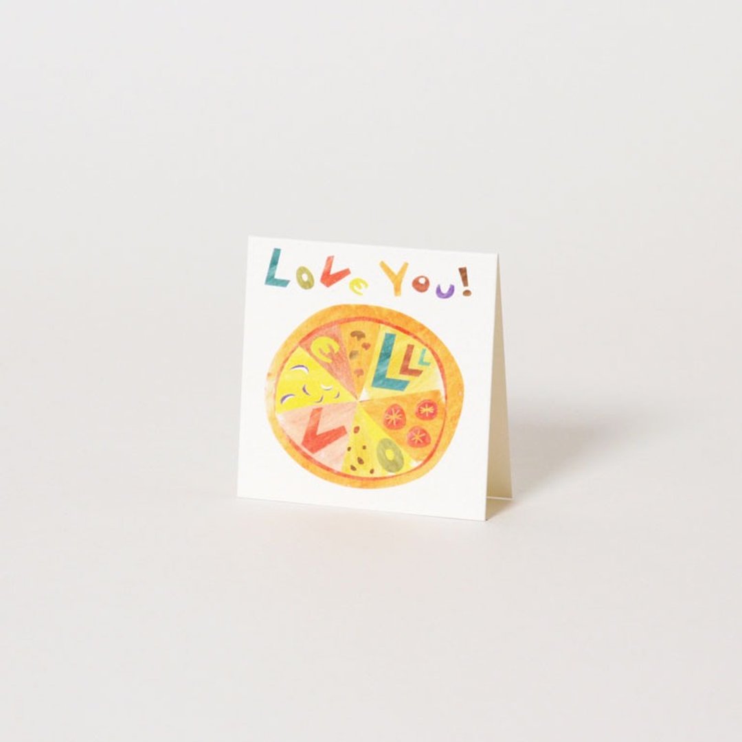 比萨爱你 小小卡 Pizza mini card - 卡片/明信片 - 纸 橘色
